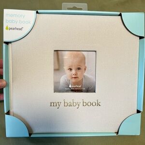 Pearhead Memory Baby Book - Light Blue and Cream